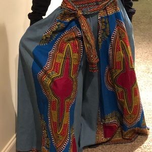 🦒African Print Wide leg Skirt-Pants